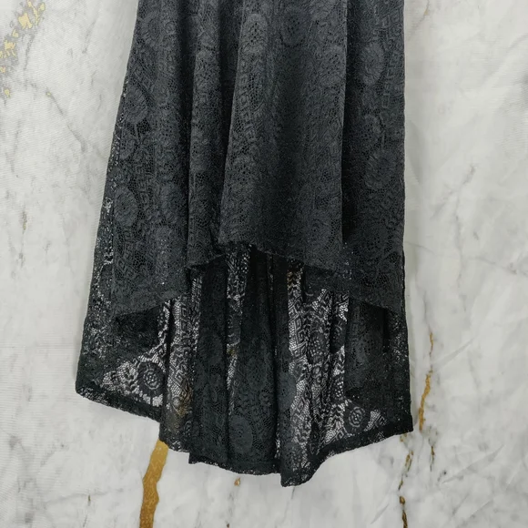 Off The Shoulder Short Sleeve High Low Lace Dress - Picture 6 of 10